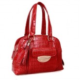 Sac Porté Épaule Lancel Adjani Cuir Facon Croco Rouge